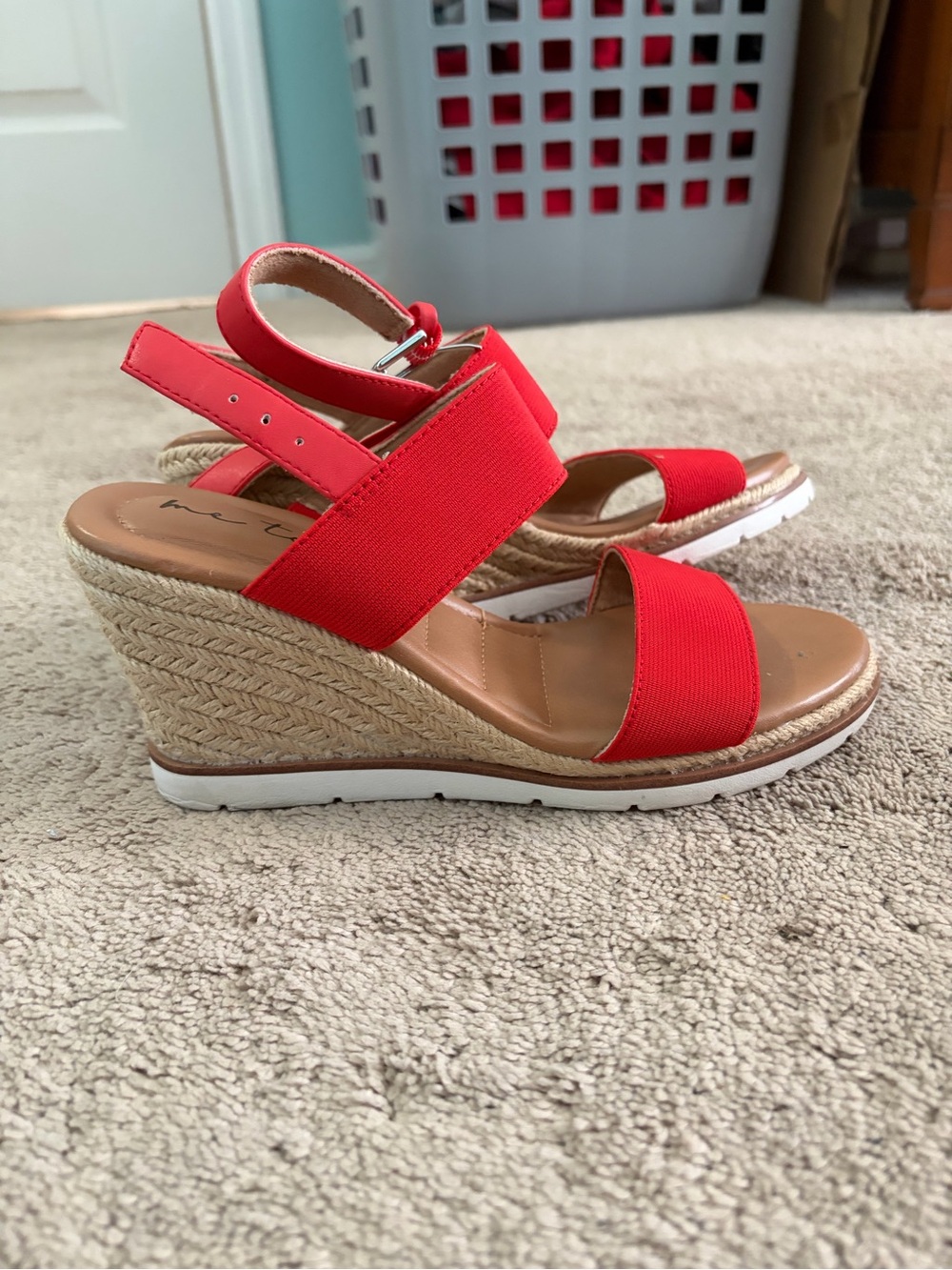 me too Red Espadrille Wedge Sandals